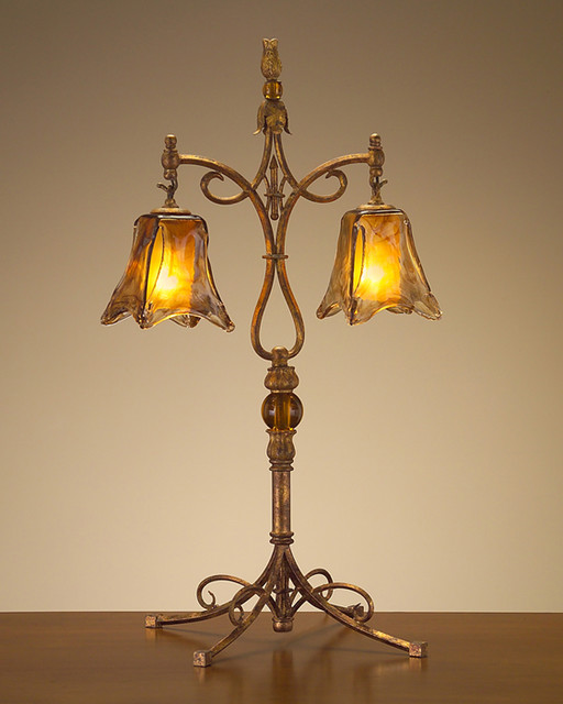 John Richard 33'' 2 Arm Art Glass Table Lamp ...