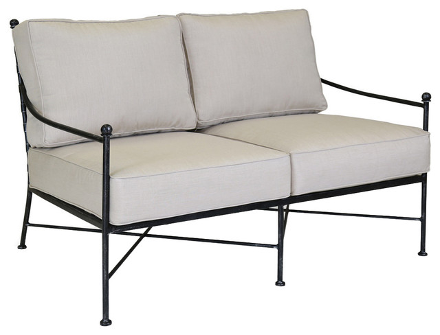 Provence Loveseat With Cushions Canvas Flax Self Welt Industrial Outdoor Loveseats By Sunset West Furniture Houzz By Sunset West Outdoor Furniture, Sunset West Patio Furniture