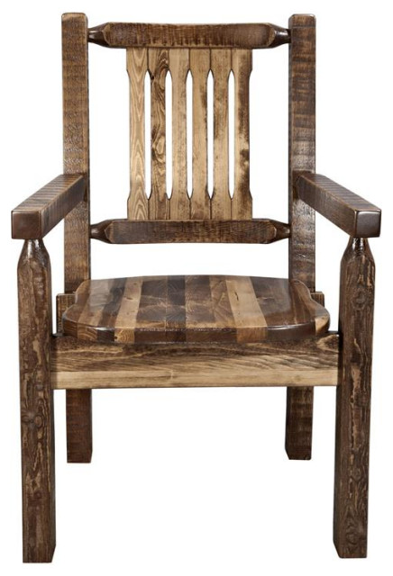 Montana Woodworks Homestead Transitional Solid Wood Captain's Chair in Brown