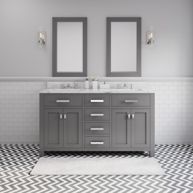 60" Cashmere Grey Double Sink Bathroom Vanity With Faucet ...