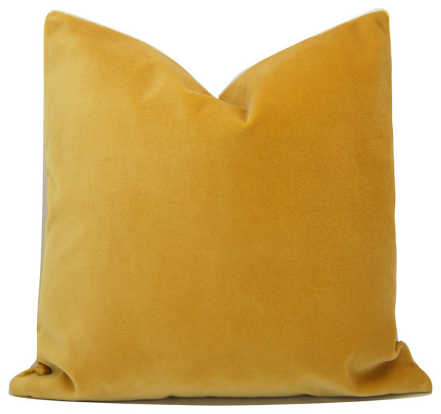 Saffron Yellow Velvet Pillow Cover Modern Decorative Pillows by