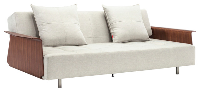 Long Horn Deluxe Sofa Bed Walnut Veneer Arms Mixed Dance Natural