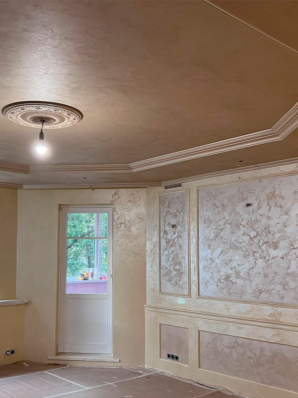 Объект ЦАО отделка квартиры под эффект мокрый шелк