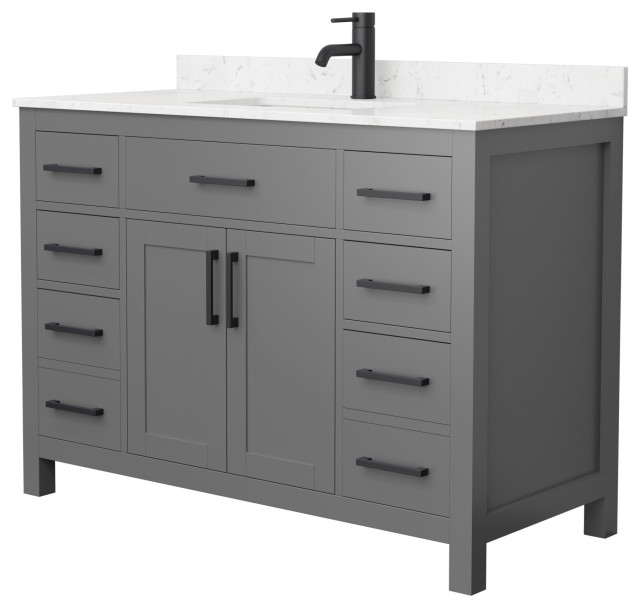 Beckett 48" Single Vanity, Dark Gray, Carrara Cultured Marble Top
