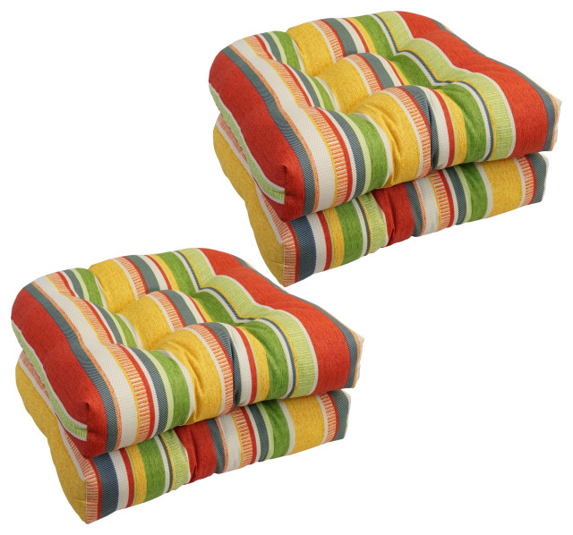 19" UShaped Dining Chair Cushions, Set of 4, Coltrane Garden Contemporary Outdoor Cushions