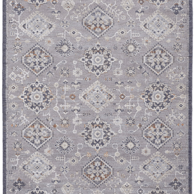 2' X 3' Gray Floral Power Loom Stain Resistant Area Rug Mediterranean Area Rugs by