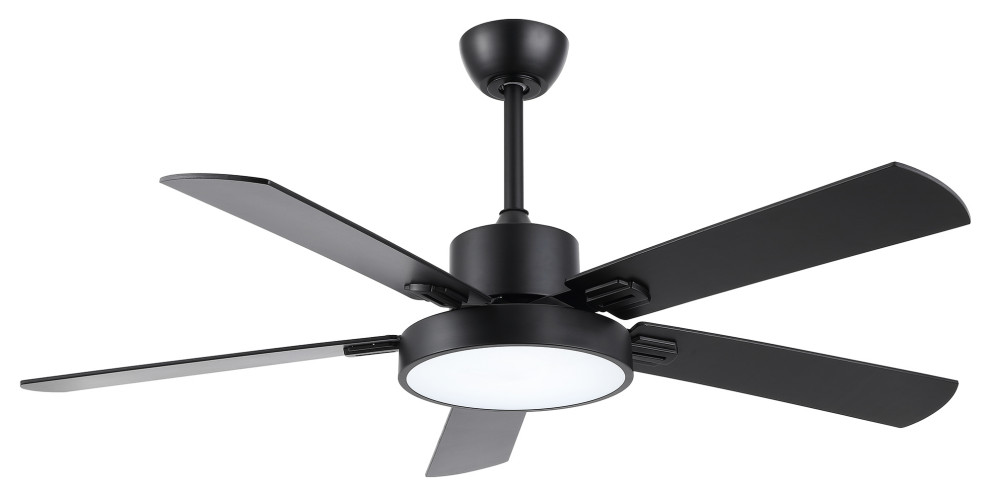 52" Modern 5-Blade Black Ceiling Fan with LED Light Kit and Remote -  Transitional - Ceiling Fans - by GETLEDEL | Houzz