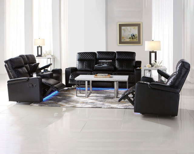 Maximo Black Manual Reclining Transformer Set With LED Lighting Salon Columbus par