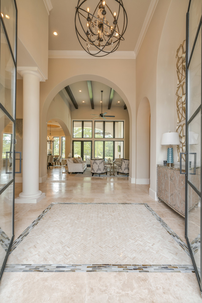 Inspiration for a mediterranean entryway in Houston.