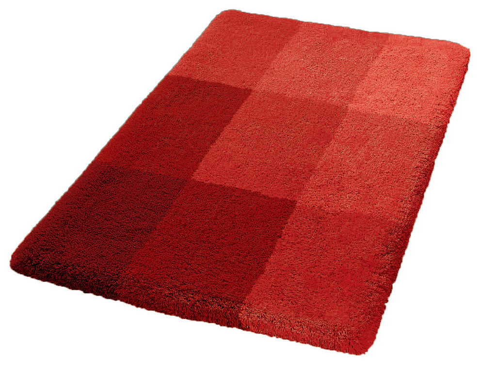 Luxury Non Slip Washable Bathroom Rug, Garnet Red, Square - Modern