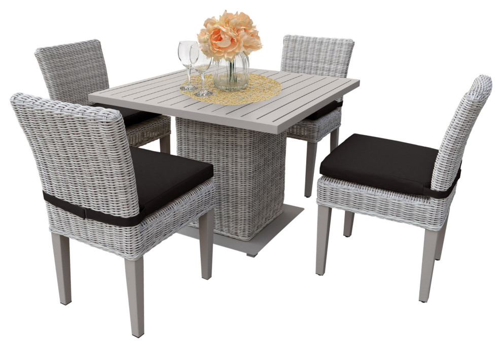 Coast Square Dining Table with 4 Armless Chairs in Black
