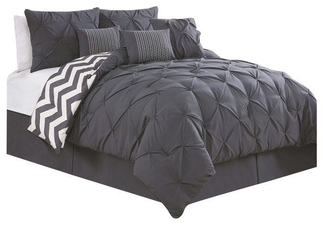 Ella Comforter Set Contemporary Comforters And Sets Avondale Manor Ella 7 Piece Comforter Set Charcoal King