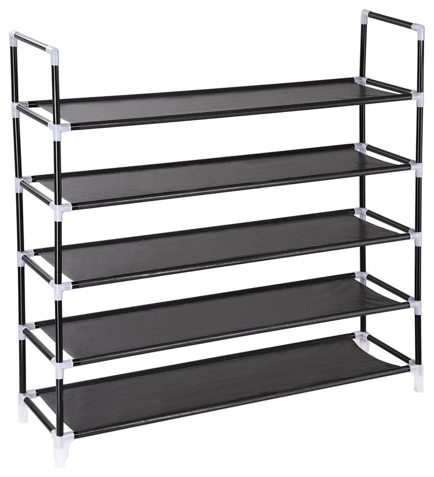 5 Tier Metal Shoe Rack Shelf 25 Pair Storage Stackable Organizer Entryway Contemporary Shoe Storage By Yescom