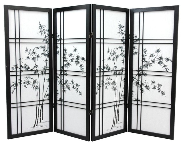 4 ft. Tall Low Bamboo Tree Shoji Screen (Natural / 4 Panels)