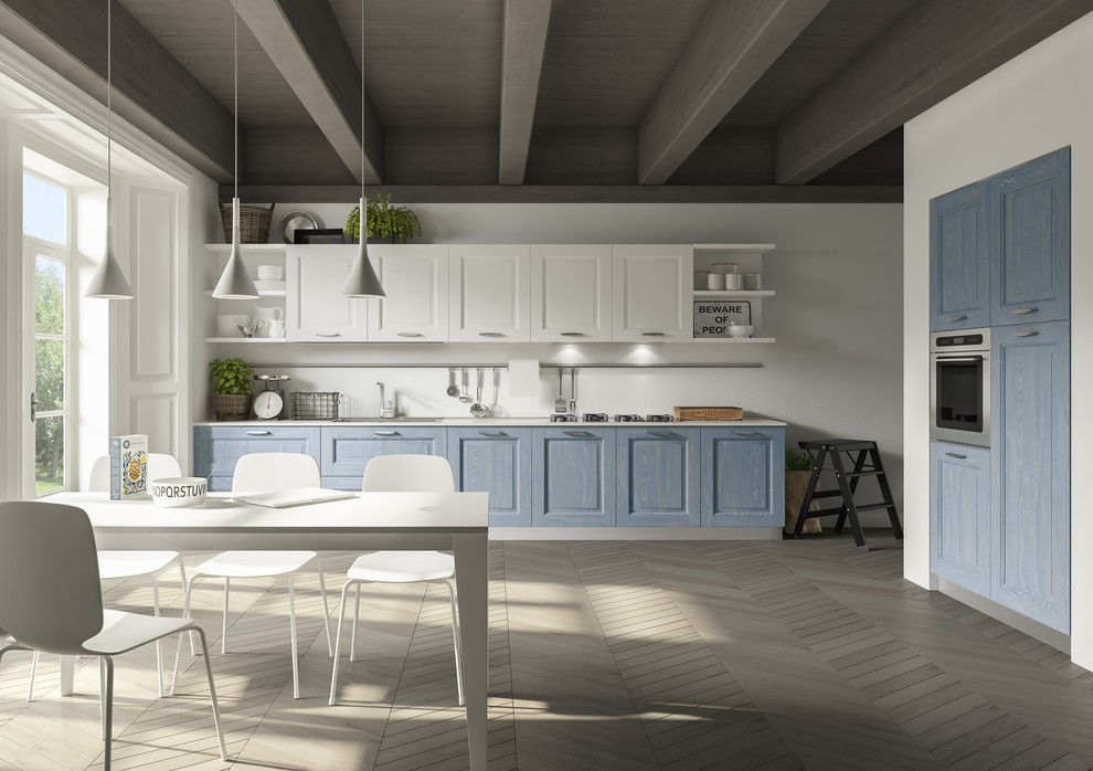 Example of a transitional kitchen design in Toronto