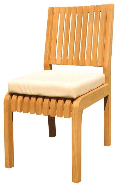 Grade Teak Outdoor Patio Dining Chair, Armless Patio Dining Chairs