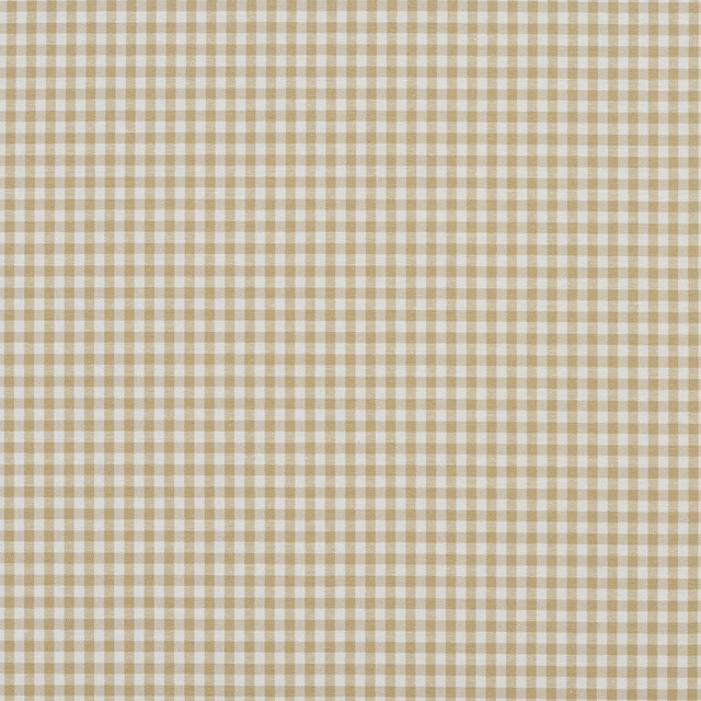 Khaki Beige And White Small Gingham Cotton Upholstery Fabric By The Yard