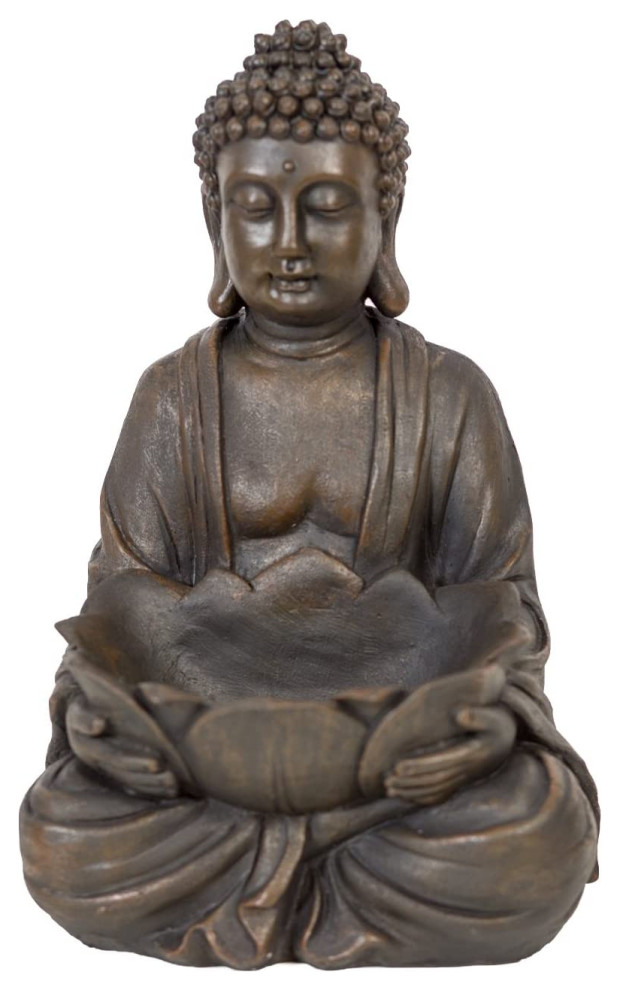 Seated Buddha With Lotus Bowl, 11.75