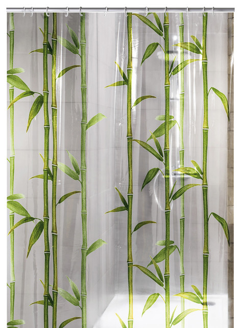 Green Peva Shower Curtain Bamboo, Forest Peva Shower Curtain