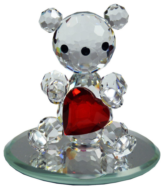 Crystal Bear With Heart Contemporary Decorative Objects And