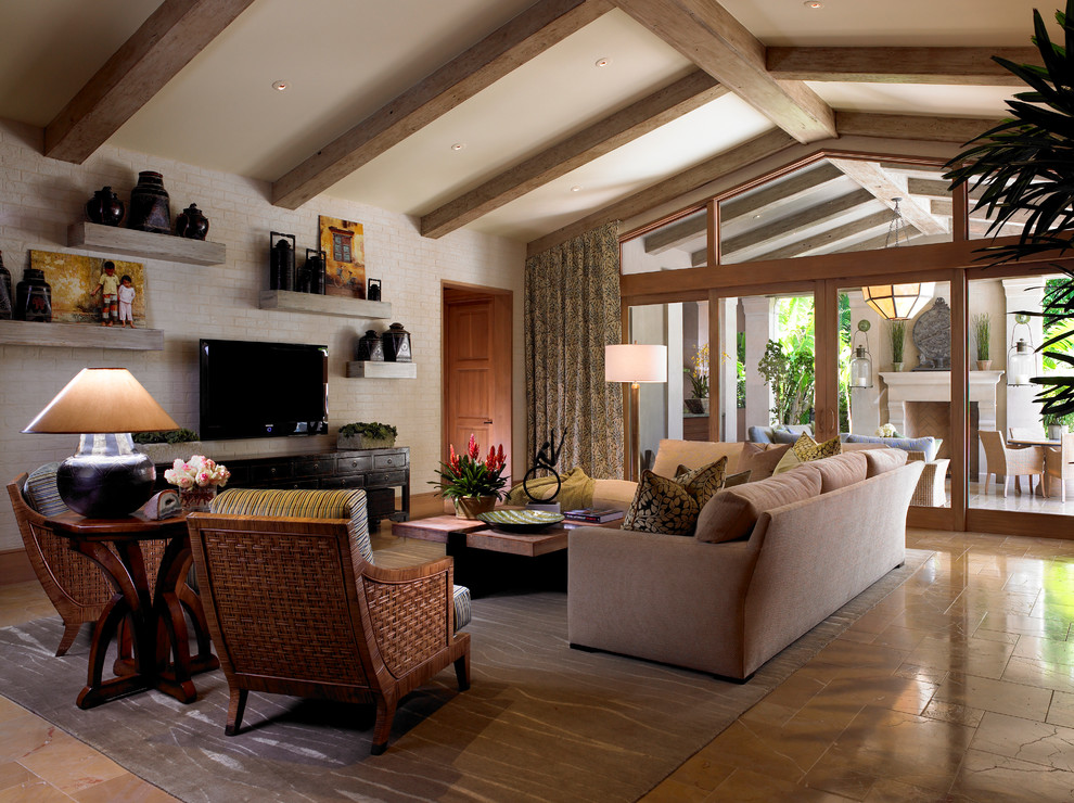 Design ideas for a tropical living room in Orlando.