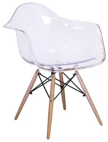 acrylic chair with wooden legs