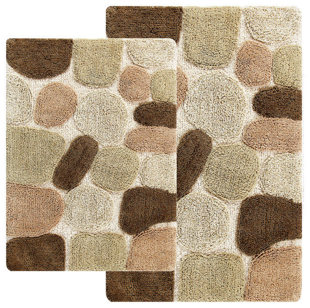 Piedras 2 Piece Bathroom Rug Set Contemporary Bath Mats By Ciottolo 2 Piece Bathroom Rug Set Khaki Brown