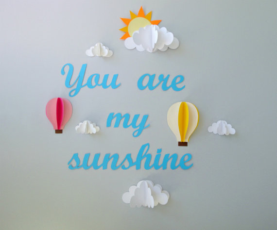 You are My Sunshine With Clouds and Hot Air Balloons by Gosh & Golly