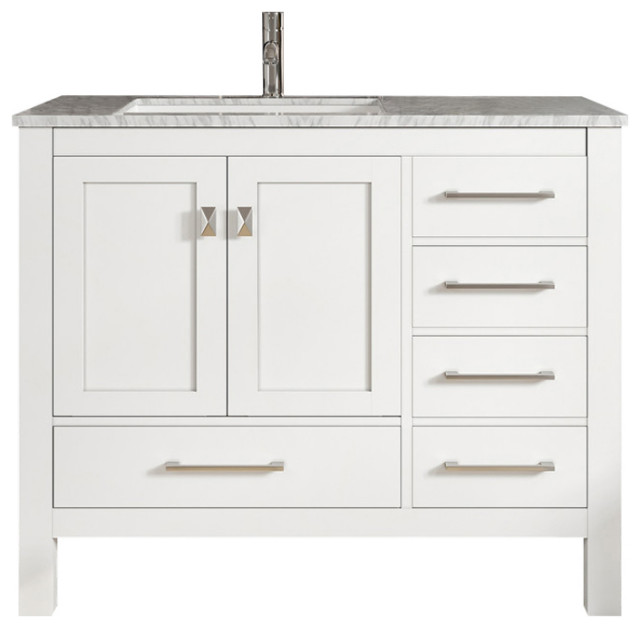 Eviva London 42" White Transitional Bathroom Vanity Transitional