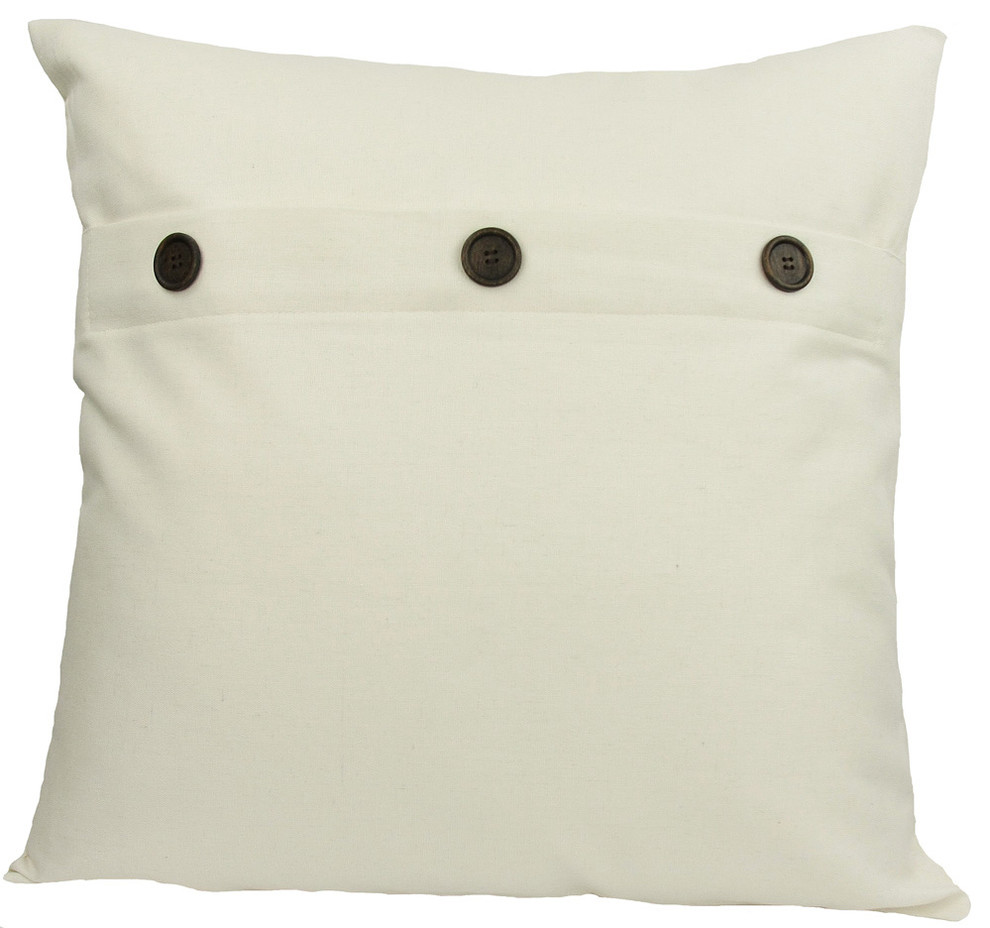 20" Solid Color Pillow With Buttons, White