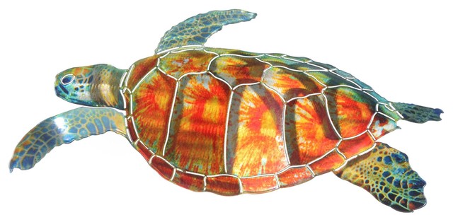 Wall Art Large Sea Turtle Beach Style Metal By Next Innovations Houzz - Large Metal Sea Turtle Wall Art
