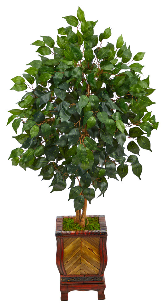 46" Ficus Artificial Tree, Decorative Planter Modern Artificial