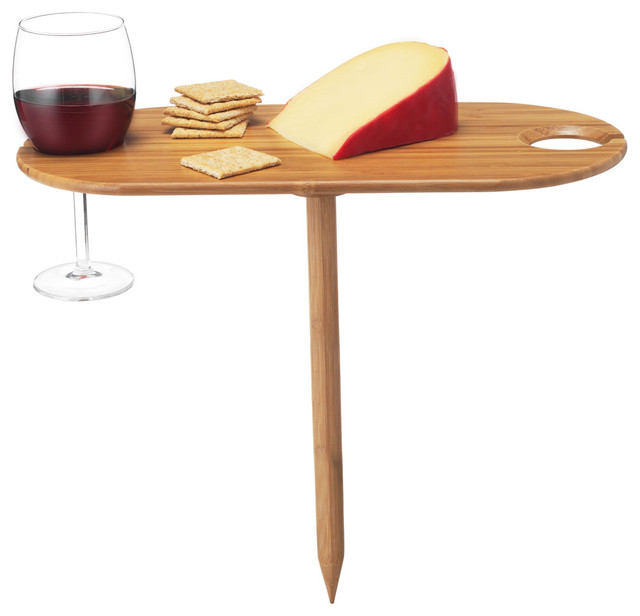 Bamboo Wine Glass Holder & Outdoor Tray