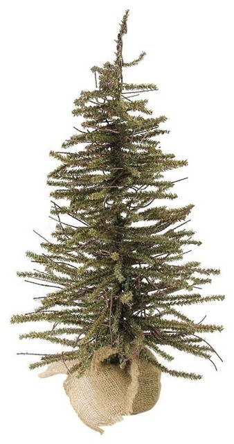 18 Warsaw Twig Artificial Christmas Tree In Burlap Base Unlit Farmhouse Christmas Trees By Northlight Seasonal