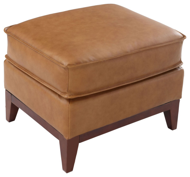 Grayson Top Grain Leather Contemporary, Sunpan Endall Square Leather Coffee Table Ottoman Antique Brass Camel