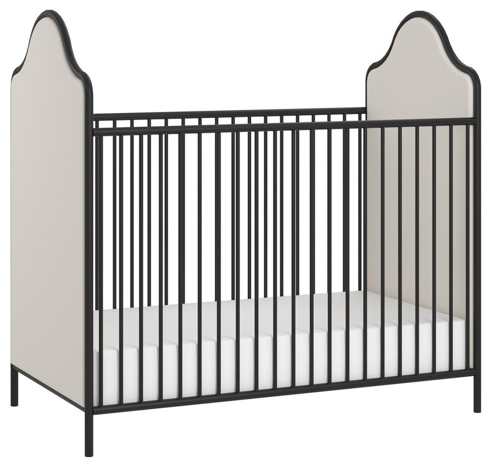 Little Seeds Piper Upholstered Metal Crib Transitional Cribs