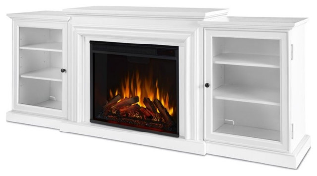 Bowery Hill Traditional Wood Electric Fireplace for TVs up to 72" in White