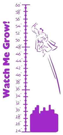 Superman Growth Chart Picture Art - Kids Bed Room, Purple