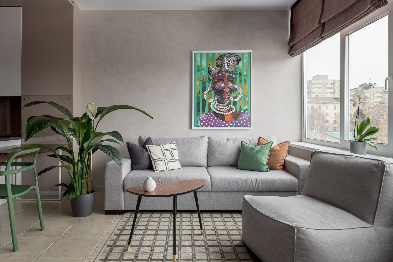 Кухня-гостиная с зеленью