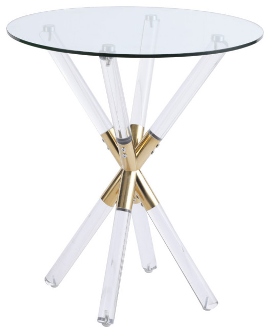 Mercury Glass Top End Table With Acrylic and Gold Metal Base ...