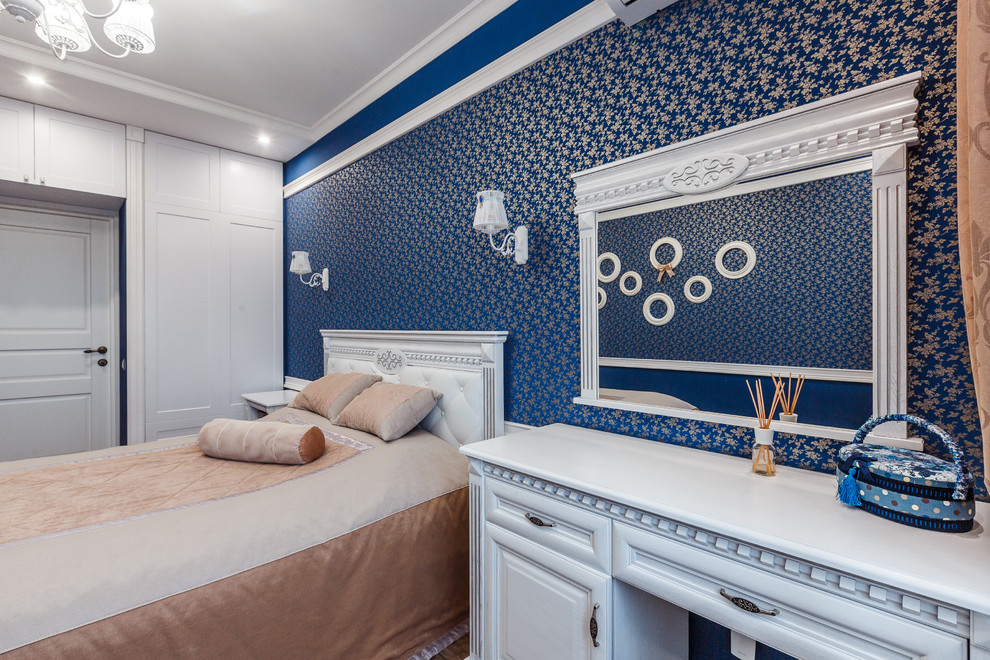 Спальня в синем цвете.