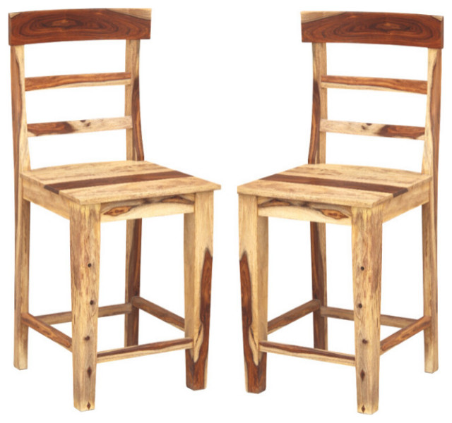 Dual Tone Farmhouse Rustic Natural Color Counter Height Dining Chair