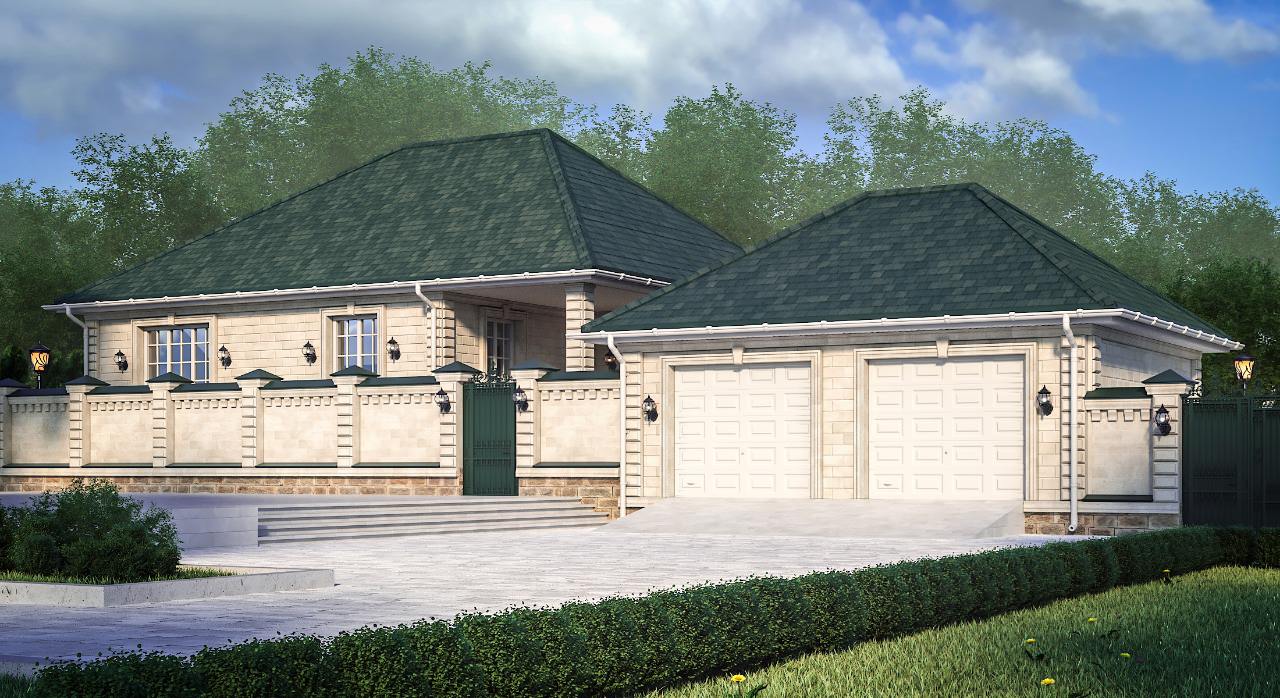 Фасад домовладения облицованный натуральным дагестанским камнем