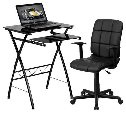 small black desk and chair set