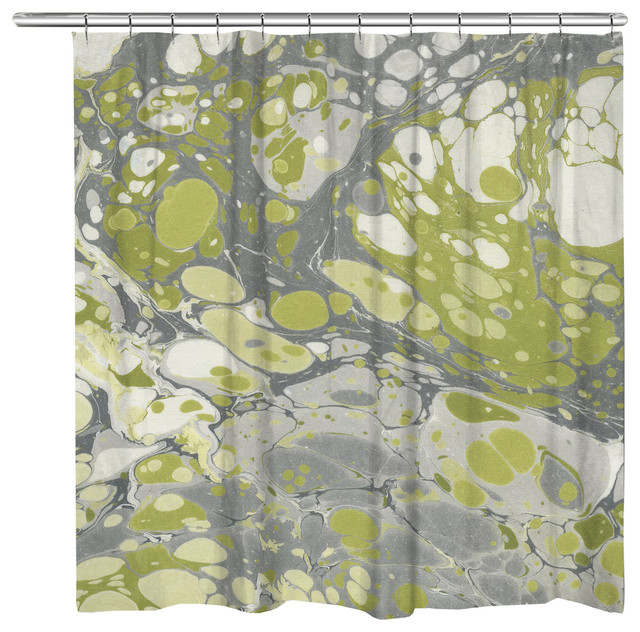 Laural Home Olive Marble Shower Curtain, Marble Shower Curtain