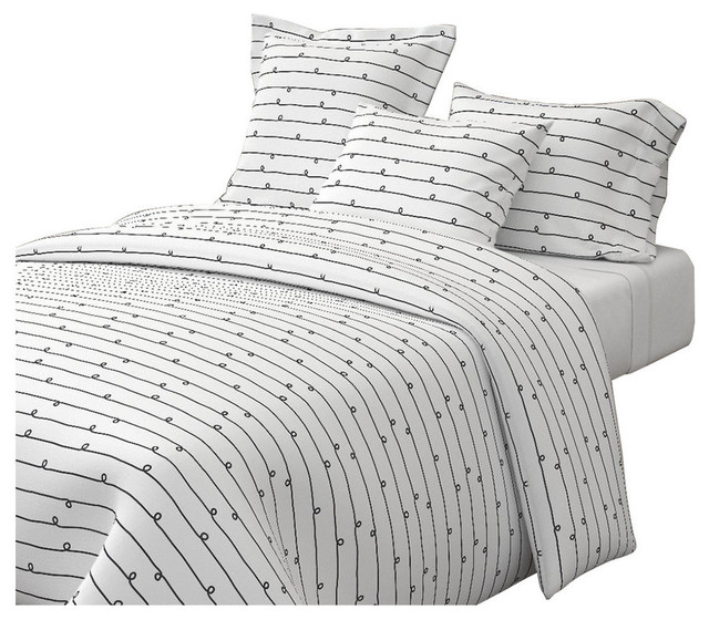 Big Black Stripes And Loops On White White Scandinavian Cotton