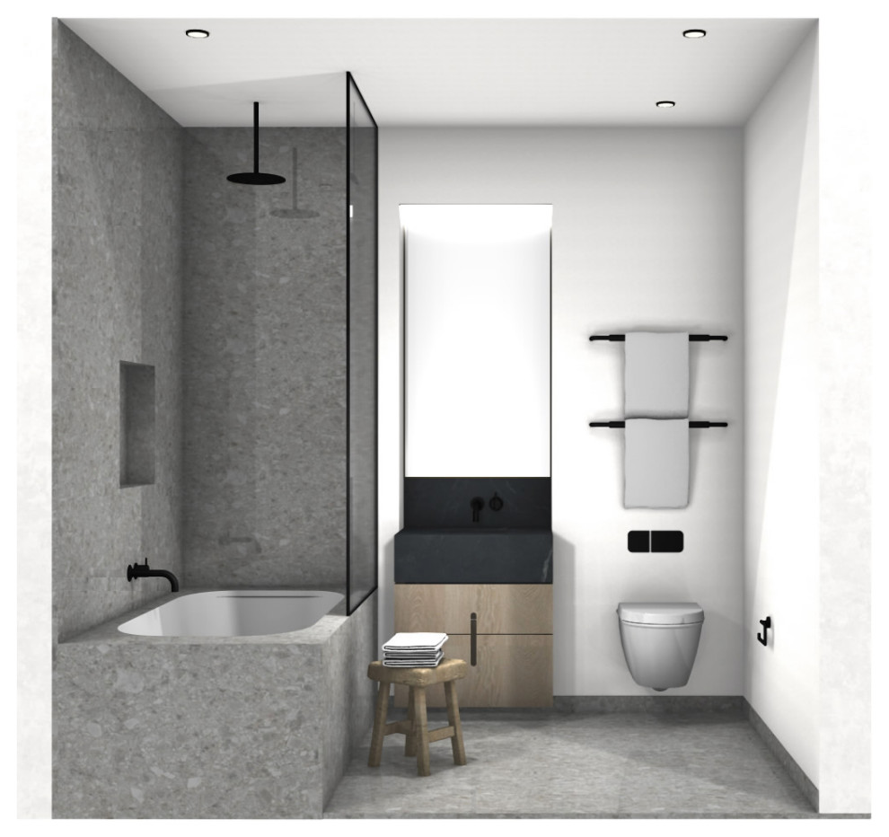 Design ideas for a mid-sized scandinavian bathroom in New York.