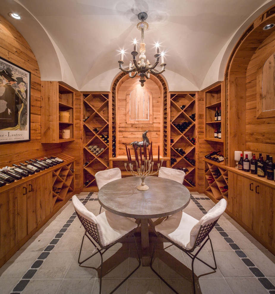 Photo of a traditional wine cellar in Houston with diamond bins.