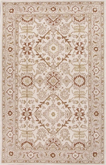 Jaipur Rugs Hand-Tufted Durable Wool Ivory/Red Area Rug, 3.5 x 5.5ft