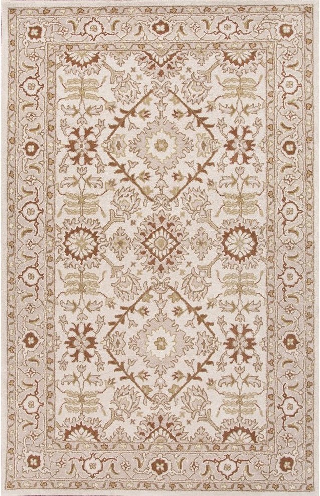 Jaipur Rugs Hand-Tufted Durable Wool Ivory/Red Area Rug, 3.5 x 5.5ft